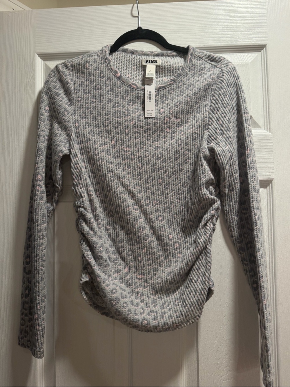 PINK Victoria's Secret Gray & Light Pink Long Sleeve Thermal Top